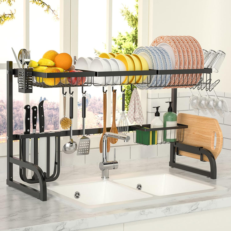 Sink Dish Drying Rack 2-layer Adjustable Dish Rack