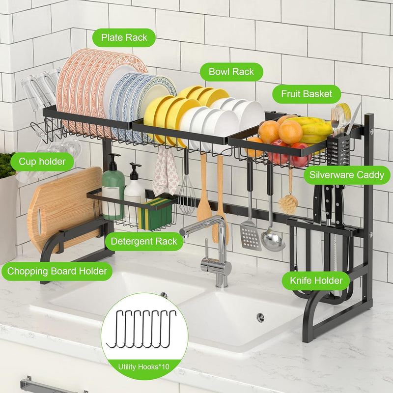 Sink Dish Drying Rack 2-layer Adjustable Dish Rack