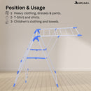 Anzuma Foldable Stainless Steel 140 CM Clothes Drying Stand منشر غسيل قابل للطي with Adjustable Wings and 15 to 20 kg Weight Capacity Clothes Dryer Rack for Indoor and Outdoor, Laundry Stand