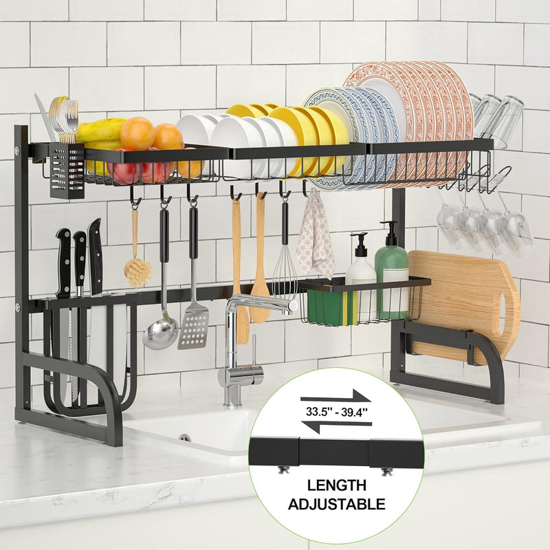 Sink Dish Drying Rack 2-layer Adjustable Dish Rack