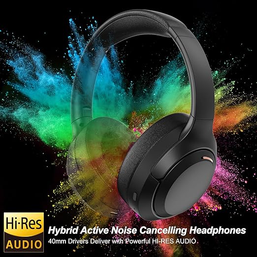 Hybrid Active Noise Cancelling Headphones, Bluetooth 5.4 Headset