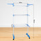 Anzuma 4-Tier Foldable Drying Rack, Stainless Steel Moveable Clothes Drying Rack with 2 Side Wings, 4 castors, 24 Drying Poles & 14 Hooks for Bed Linen, Clothing, Grey for Indoor and Outdoor Use