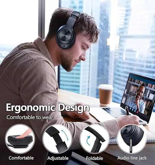 Wireless Bluetooth Headphones with Built-in Mic and Colorful Lights