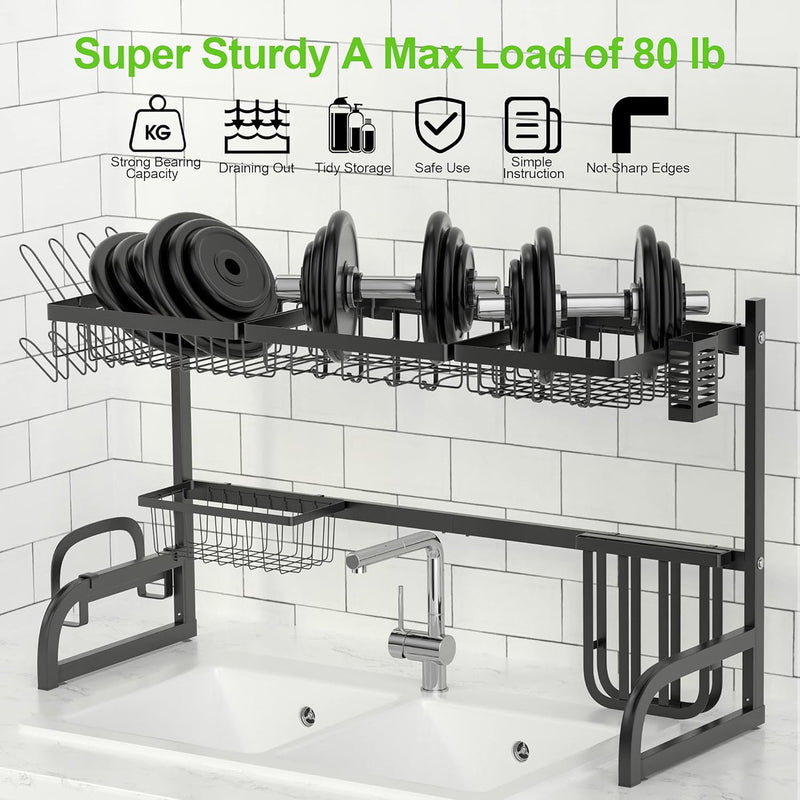 Sink Dish Drying Rack 2-layer Adjustable Dish Rack