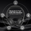 Hybrid Active Noise Cancelling Headphones, Bluetooth 5.4 Headset