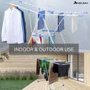 Anzuma Foldable Stainless Steel 140 CM Clothes Drying Stand منشر غسيل قابل للطي with Adjustable Wings and 15 to 20 kg Weight Capacity Clothes Dryer Rack for Indoor and Outdoor, Laundry Stand