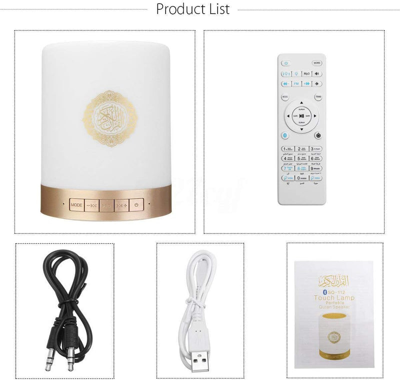 Quran Smart Touch LED Lamp Bluetooth Speaker with Remote Rechargeable