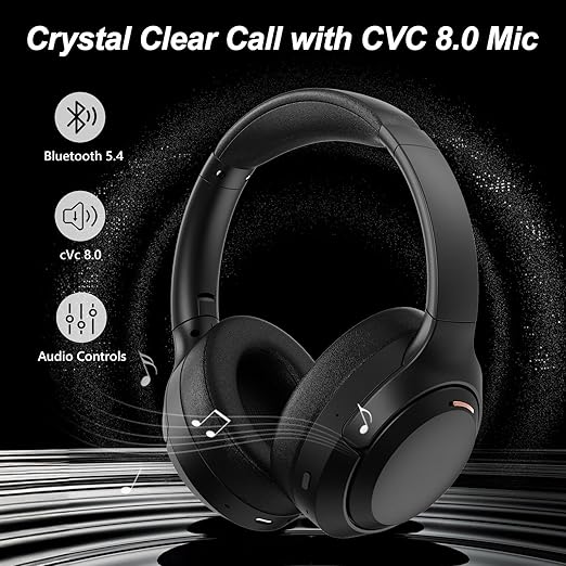 Hybrid Active Noise Cancelling Headphones, Bluetooth 5.4 Headset