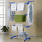 Anzuma 4-Tier Foldable Drying Rack, Stainless Steel Moveable Clothes Drying Rack with 2 Side Wings, 4 castors, 24 Drying Poles & 14 Hooks for Bed Linen, Clothing, Grey for Indoor and Outdoor Use